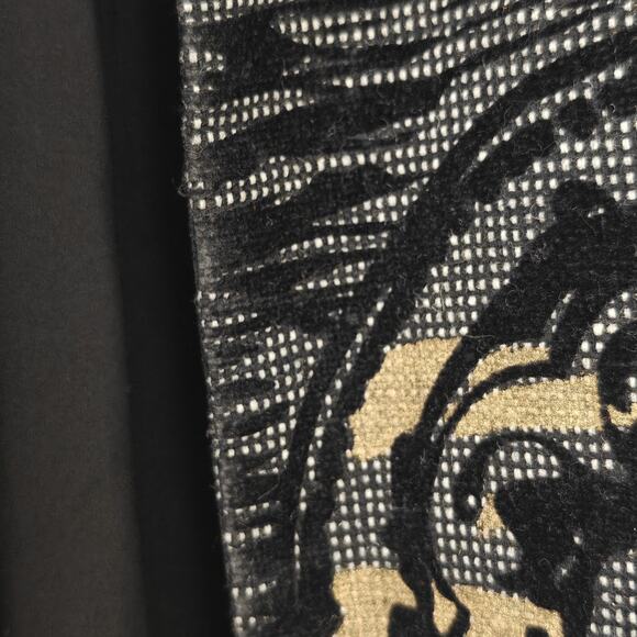 Chico's Flocked Tapestry Duster Jacket Size Large /2 Black Gold Pockets Velvet - Picture 4 of 10